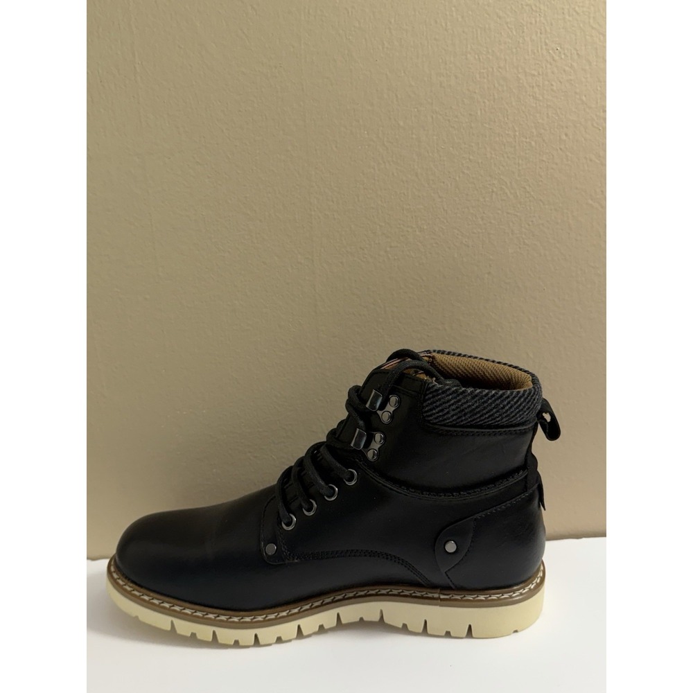 Steve Madden Boot's Men's Blk Madden NYC Lace-Up Sz 9.5 Cream Lug Sole EUC - Picture 4 of 13